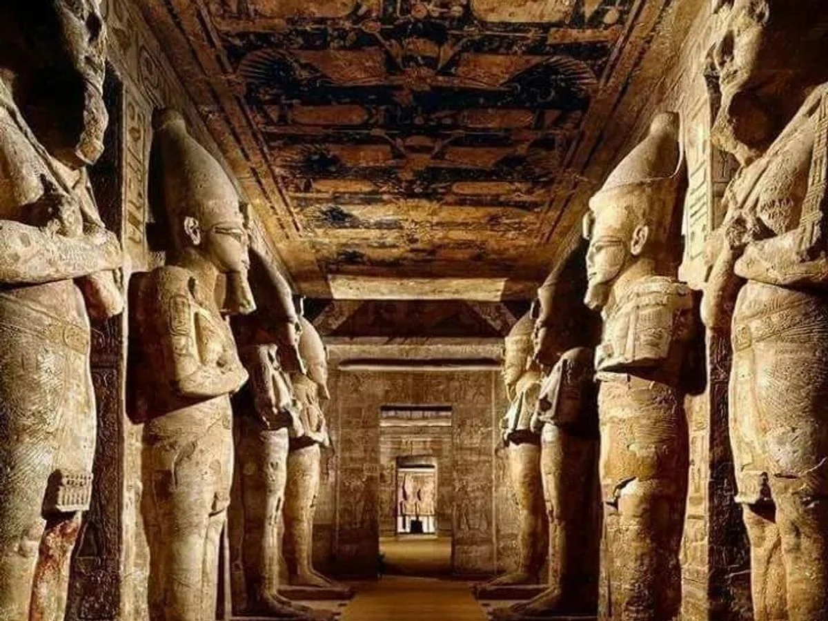 Ancient painted Egyptian temple walls